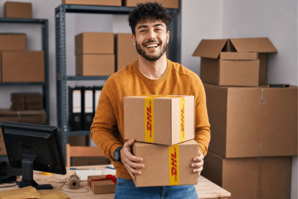 DHL verzender met pakketten