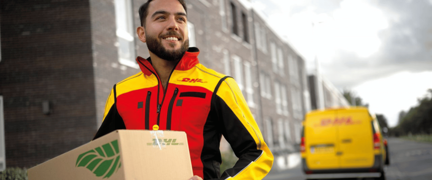 DHL Courier with a parcel